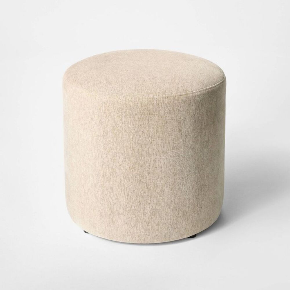 Upholstered Drum Ottoman Cream - Threshold designed with Studio McGee